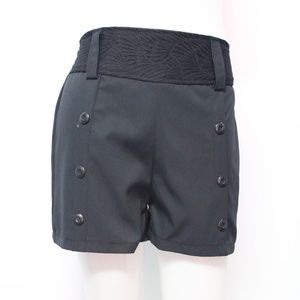 Handmade Black Shorts, Lace Waist, Button details